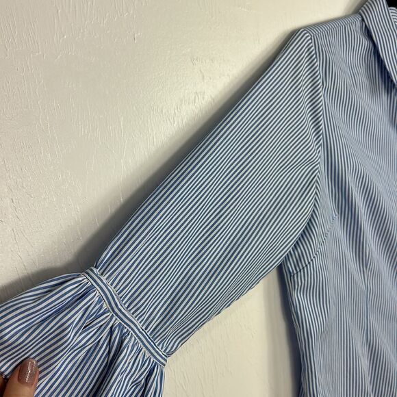 Gretchen Scott Button Front Cotton Blend Ruffle Cuff Shirt Size M And L - Picture 4 of 14